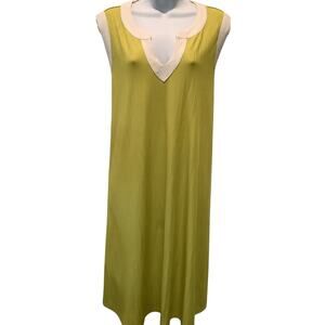 NINA LEONARD CHARTREUSE LIGHTWEIGHT SLEEVELESS  OVER THE HEAD DRESS 1X
